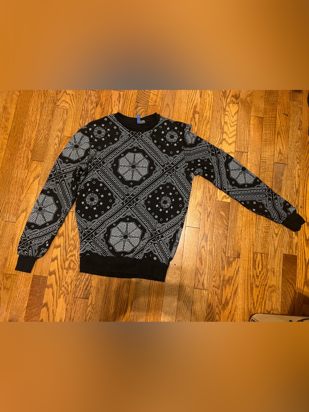 Women /Men Black Bandana Pattern Crewneck Sweater